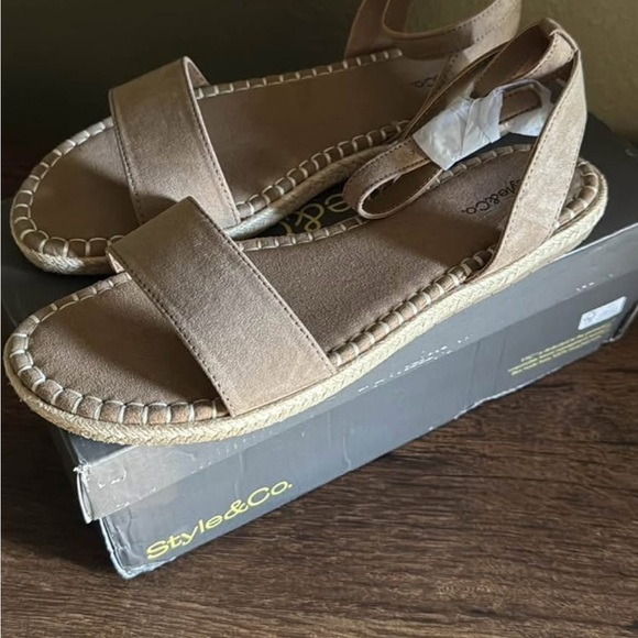 Style & Co. Tan Espadrille Sandals - Picture 2 of 5